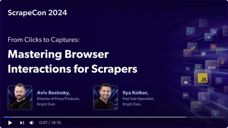 ScrapeCon 2024 presentation on mastering browser interactions for scrapers.